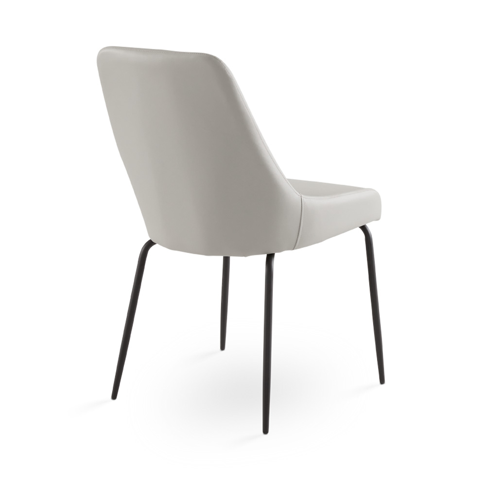 Moira Black Dining Chair: Light Grey Leatherette